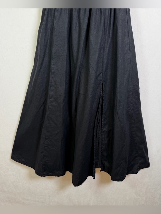 Wilfred Aritzia Women’s Black Linen Midi Dress Sz XS Smocked Waist Quiet Luxury - Picture 5 of 10